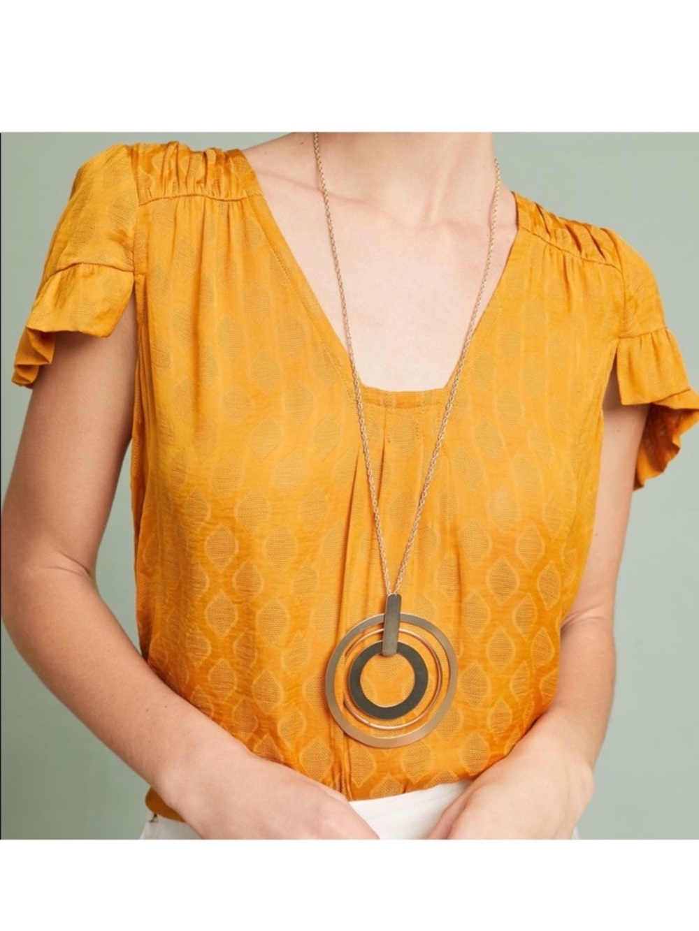 ***Like New***Anthropologie Hailey Flutter Sleeve Golden Yellow Blouse